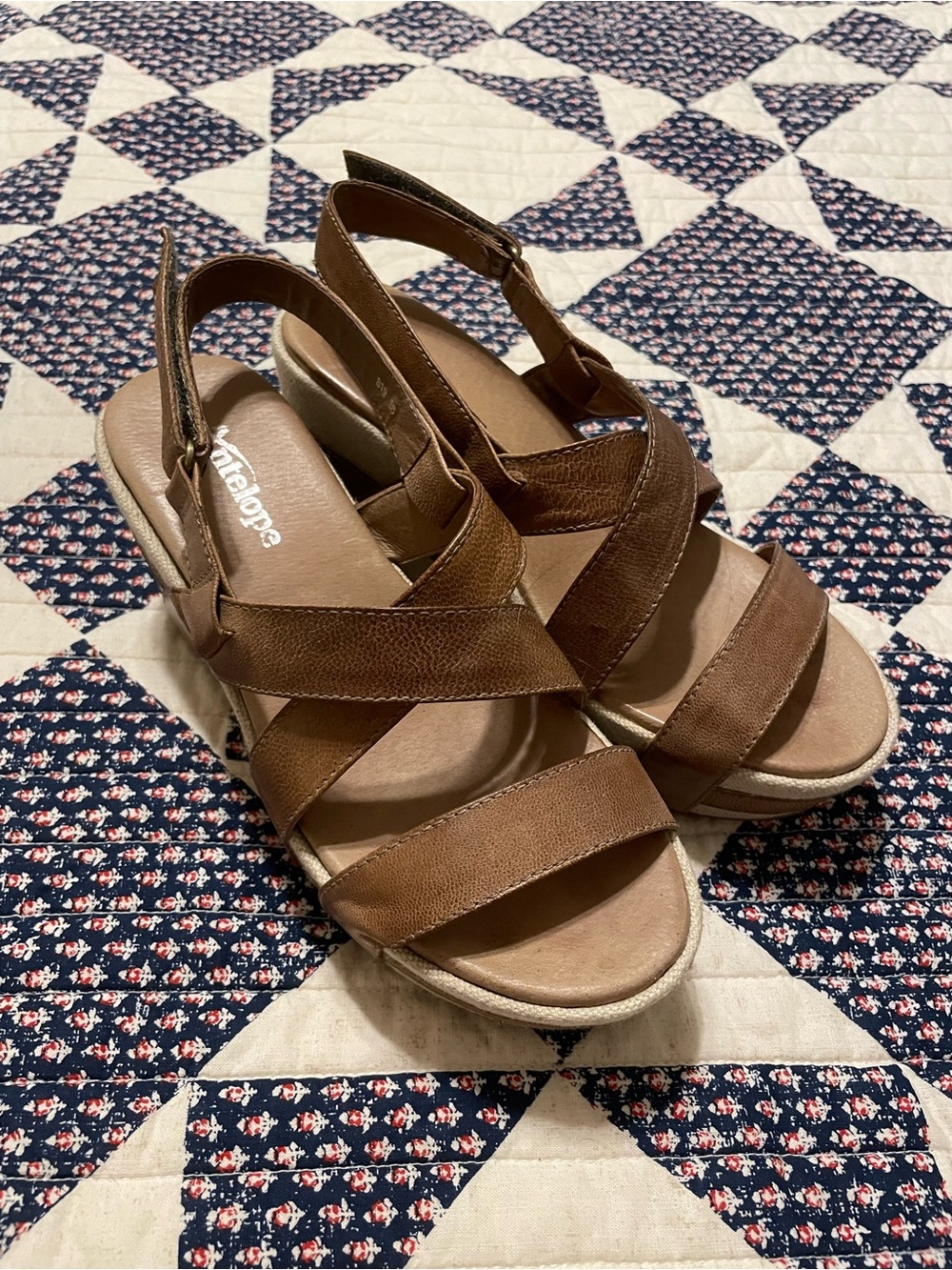 Antelope Brown Strappy Slingback Wedge Sandals